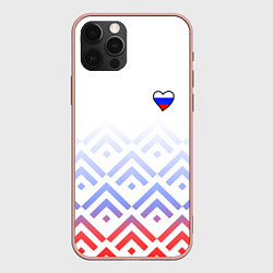 Чехол iPhone 12 Pro Max Сердечко россии - треугольники