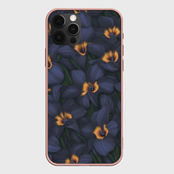 Чехол iPhone 12 Pro Max Темно-синие цветы