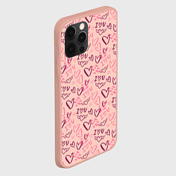 Чехол для iPhone 12 Pro Max I love you паттерн, цвет: 3D-светло-розовый — фото 2