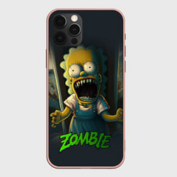 Чехол для iPhone 12 Pro Max Лиза Симпсон зомби, цвет: 3D-светло-розовый