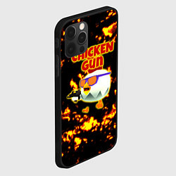 Чехол для iPhone 12 Pro Max Chicken Gun на фоне огня, цвет: 3D-черный — фото 2
