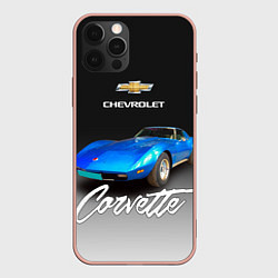 Чехол iPhone 12 Pro Max Синий Chevrolet Corvette 70-х годов