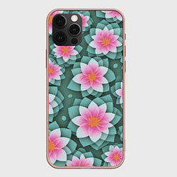 Чехол для iPhone 12 Pro Max Цветы с оптическим эффектом, цвет: 3D-светло-розовый