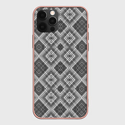 Чехол iPhone 12 Pro Max Геометрический узор черно белые ромбы