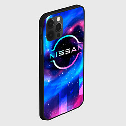 Чехол для iPhone 12 Pro Max Nissan неоновый космос, цвет: 3D-черный — фото 2