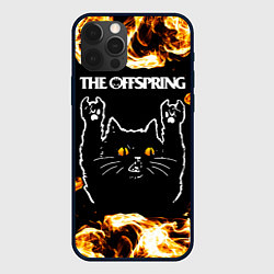 Чехол для iPhone 12 Pro Max The Offspring рок кот и огонь, цвет: 3D-черный