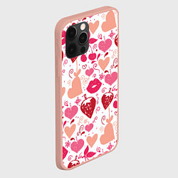 Чехол для iPhone 12 Pro Max Клубничная любовь, цвет: 3D-светло-розовый — фото 2