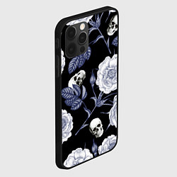Чехол для iPhone 12 Pro Max Черепа с розами, цвет: 3D-черный — фото 2