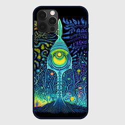 Чехол для iPhone 12 Pro Max Психоделика разноцветная - нейронная сеть, цвет: 3D-черный