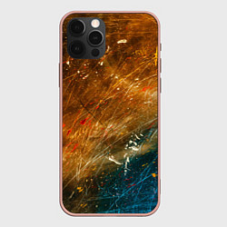 Чехол для iPhone 12 Pro Max Оранжевые и синие краски, цвет: 3D-светло-розовый