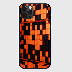 Чехол для iPhone 12 Pro Max Чёрные и оранжевые кубики, цвет: 3D-черный