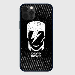 Чехол iPhone 12 Pro Max David Bowie с потертостями на темном фоне