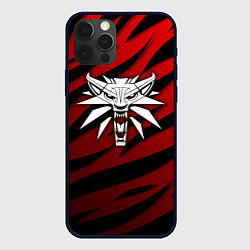 Чехол для iPhone 12 Pro Max Ведьмак - школа волка - красный, цвет: 3D-черный