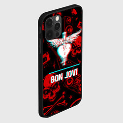 Чехол для iPhone 12 Pro Max Bon Jovi rock glitch, цвет: 3D-черный — фото 2