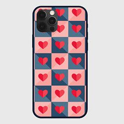Чехол для iPhone 12 Pro Max Pettern hearts, цвет: 3D-черный