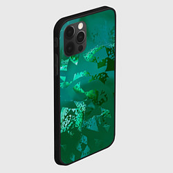 Чехол для iPhone 12 Pro Max Зелёные обрывки фигур, цвет: 3D-черный — фото 2
