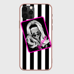 Чехол для iPhone 12 Pro Max Барби и полосы, цвет: 3D-светло-розовый