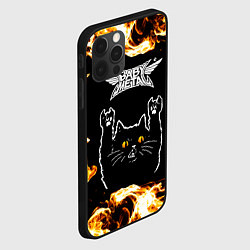 Чехол для iPhone 12 Pro Max Babymetal рок кот и огонь, цвет: 3D-черный — фото 2