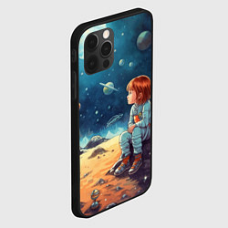 Чехол для iPhone 12 Pro Max Космическая путешественница: арт нейросети, цвет: 3D-черный — фото 2