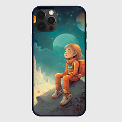 Чехол iPhone 12 Pro Max Девочка в оранжевом скафандре: арт нейросети