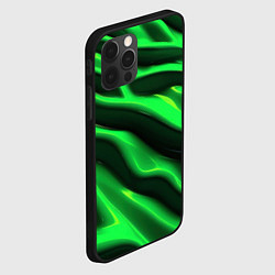 Чехол для iPhone 12 Pro Max Зелено-черный абстрактный фон, цвет: 3D-черный — фото 2