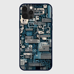Чехол для iPhone 12 Pro Max Механическая конструкция паттерн, цвет: 3D-черный