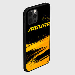 Чехол для iPhone 12 Pro Max Jaguar - gold gradient: символ сверху, цвет: 3D-черный — фото 2