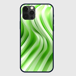 Чехол для iPhone 12 Pro Max Белые и зеленый волны, цвет: 3D-черный