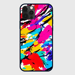 Чехол для iPhone 12 Pro Max Абстрактные узоры штрихи, цвет: 3D-черный