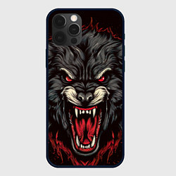 Чехол для iPhone 12 Pro Max Злой серый волк, цвет: 3D-черный