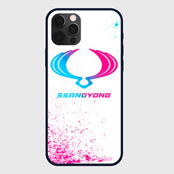 Чехол для iPhone 12 Pro Max SsangYong neon gradient style, цвет: 3D-черный