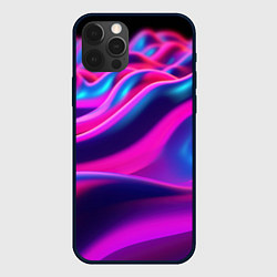 Чехол для iPhone 12 Pro Max Фиолетовые неоновые волны, цвет: 3D-черный