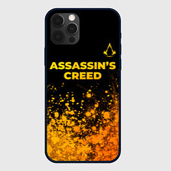 Чехол для iPhone 12 Pro Max Assassins Creed - gold gradient: символ сверху, цвет: 3D-черный