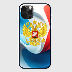 Чехол iPhone 12 Pro Max Герб РФ абстрактный фон