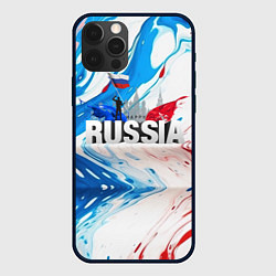 Чехол для iPhone 12 Pro Max Russia abstract, цвет: 3D-черный