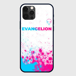 Чехол iPhone 12 Pro Max Evangelion neon gradient style: символ сверху