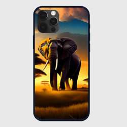 Чехол iPhone 12 Pro Max Слон и рассвет в саванне