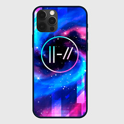 Чехол для iPhone 12 Pro Max Twenty One Pilots неоновый космос, цвет: 3D-черный