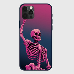 Чехол для iPhone 12 Pro Max Розовый скелет, цвет: 3D-черный