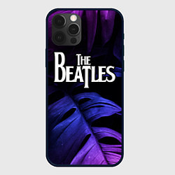 Чехол iPhone 12 Pro Max The Beatles neon monstera