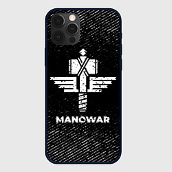 Чехол iPhone 12 Pro Max Manowar с потертостями на темном фоне