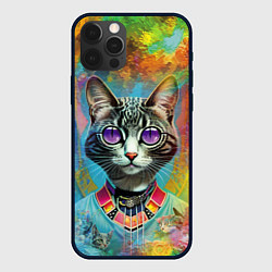 Чехол для iPhone 12 Pro Max Cat fashionista - neural network, цвет: 3D-черный