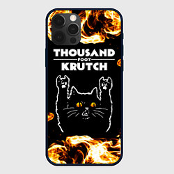 Чехол iPhone 12 Pro Max Thousand Foot Krutch рок кот и огонь