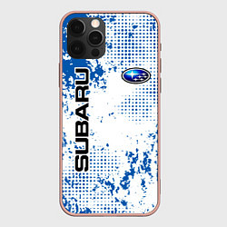 Чехол для iPhone 12 Pro Max Subaru blue logo, цвет: 3D-светло-розовый