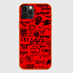 Чехол для iPhone 12 Pro Max Лучшие рок группы на красном, цвет: 3D-красный