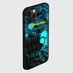 Чехол для iPhone 12 Pro Max Cyberpunk 2077 phantom liberty blue abstract, цвет: 3D-черный — фото 2