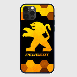 Чехол для iPhone 12 Pro Max Peugeot - gold gradient, цвет: 3D-черный