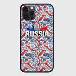 Чехол для iPhone 12 Pro Max Happy Russia волнистые узоры, цвет: 3D-черный