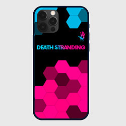 Чехол для iPhone 12 Pro Max Death Stranding - neon gradient: символ сверху, цвет: 3D-черный