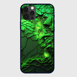 Чехол для iPhone 12 Pro Max Объемная зеленая текстура, цвет: 3D-черный